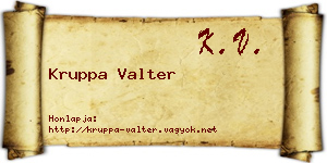 Kruppa Valter névjegykártya